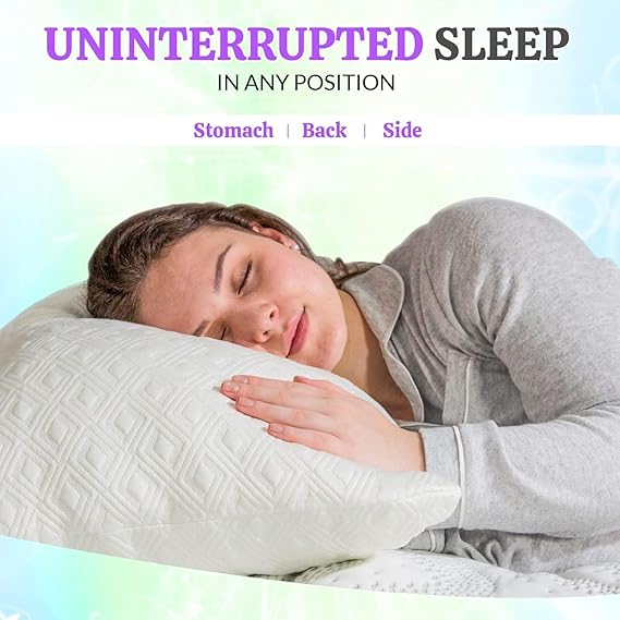 Rayon Derived from Bamboo Pillows, Cooling Shredded Memory Foam Bed Pillows for Sleeping, Adjustable Pillow Sets for Back, Stomach and Side Sleepers, Removable Cover