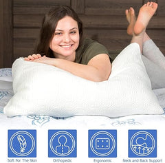 Rayon Derived from Bamboo Pillows for Sleeping, Cooling Shredded Memory Foam Pillow Sets for Back, Side, Stomach Sleepers, Adjustable, Removable Cover