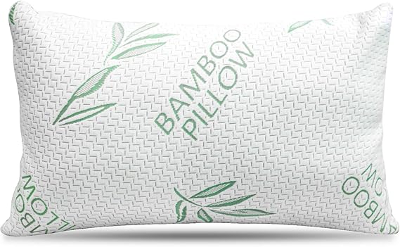 Rayon Derived from Bamboo Pillow for Sleeping, Cooling Shredded Memory Foam Bed Pillows Set – Back, Stomach, Side Sleepers, Removable Cover, Adjustable to Firm / Soft