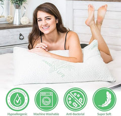 Rayon Derived from Bamboo Pillow, Shredded Memory Foam Bed Pillows Sets for Side, Back, Stomach Sleepers, Washable Cover, Cooling and Adjustable