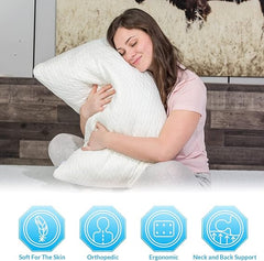 Rayon Derived from Bamboo, Cooling Shredded Memory Foam Bed Pillow Sets for Side, Back, Stomach Sleepers, Adjustable, Washable Cover