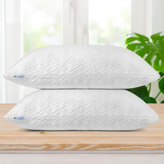 Rayon Derived from Bamboo, Cooling Shredded Memory Foam Bed Pillow Sets for Side, Back, Stomach Sleepers, Adjustable, Washable Cover