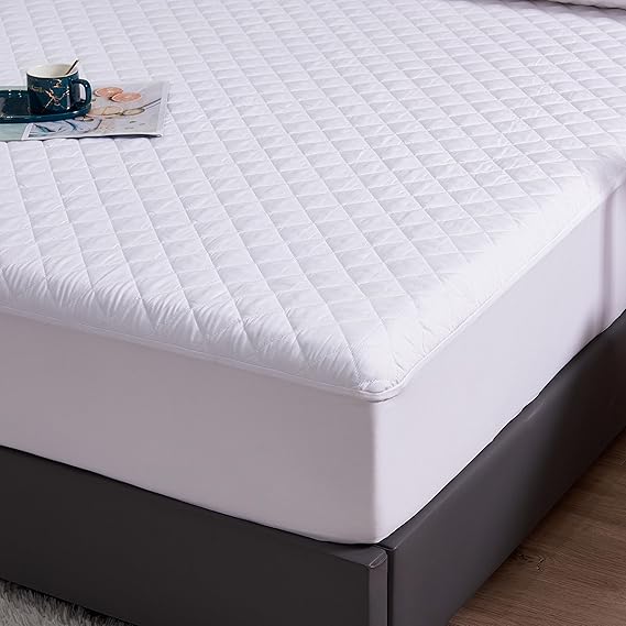 Waterproof Mattress Protector, Quilted Cooling Fitted Bed Mattress Cover Pad, 13"-15" Deep Pocket, Soft and Breathable Noiseless Machine Washable, Vinyl Free