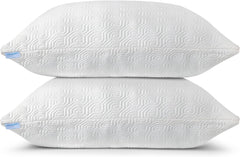 Rayon Derived from Bamboo Pillows for Sleeping, Cooling Shredded Memory Foam Pillow Sets for Back, Side, Stomach Sleepers, Adjustable, Removable Cover