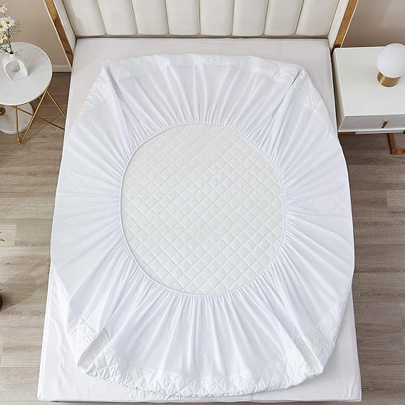 Waterproof Mattress Protector, Quilted Cooling Fitted Bed Mattress Cover Pad, 13"-15" Deep Pocket, Soft and Breathable Noiseless Machine Washable, Vinyl Free